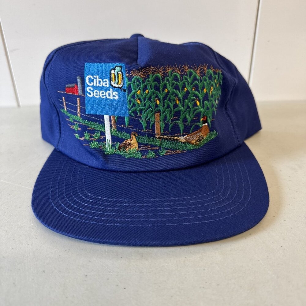 VTG CIBA Seeds Maximizer Hybrid Corn Snapback Cap K-Products Hat Made in USA New
